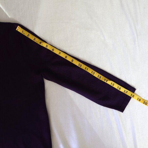 Cropped Style Open Sweater - Dark Purple Shrug - Cropped Open Cardigan - Size M - Picture 7 of 8